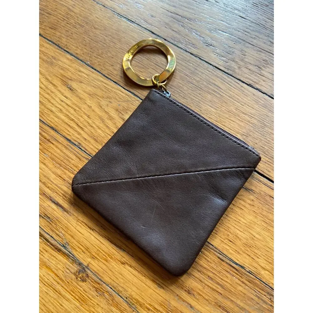 IPPOLITA Brown Leather Coin Purse w/Embossed Logo
